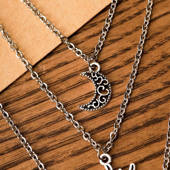 Gothic Layered Sun Moon Crystal Necklace Women Halloween Christmas Jewelry - Picture 7 of 7